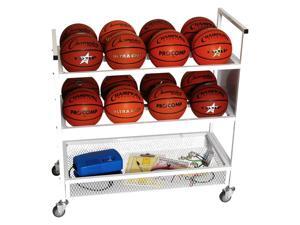 Double Wide Ball Cart w Storage Shelf - 16 Balls Double Wide Ball Cart w Storage Shelf - 16 Balls