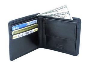 Double Fold Leather Wallet w Pocket in Black (Dark Brown) Double Fold Leather Wallet w Pocket in Black (Dark Brown)