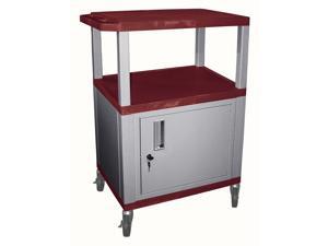 Tuffy AV Cart w 4 Casters in Burgundy & Nickel Tuffy AV Cart w 4 Casters in Burgundy & Nickel