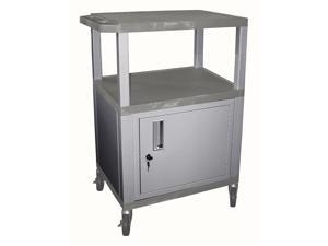 Tuffy Plastic AV Cart w Cabinet in Gray & Nickel Tuffy Plastic AV Cart w Cabinet in Gray & Nickel