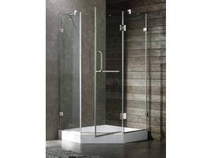 40 in. Frameless Neo-Angle Nickel Shower Enclosure w White Base 40 in. Frameless Neo-Angle Nickel Shower Enclosure w White Base