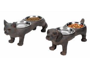 2 Pc Perfect Pet Metal Bowl Set in Black Finish 2 Pc Perfect Pet Metal Bowl Set in Black Finish