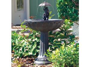 Umbrella Series Solar Fountain: Boy & Girl Piggyback Umbrella Series Solar Fountain: Boy & Girl Piggyback