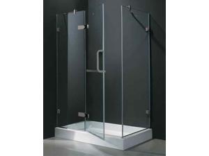 32 in. x 48 in. Frameless Brushed Nickel Shower Enclosure w Base (Left Door) 32 in. x 48 in. Frameless Brushed Nickel Shower Enclosure w Base (Left Door)