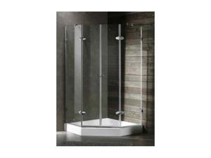 42 in. Frameless Neo-Angle Chrome Shower Enclosure w White Base (42 in.) 42 in. Frameless Neo-Angle Chrome Shower Enclosure w White Base (42 in.)