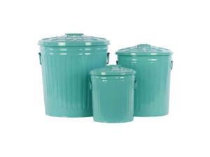 3-Pc Classic Garbage Storage Can Set in Blue 3-Pc Classic Garbage Storage Can Set in Blue