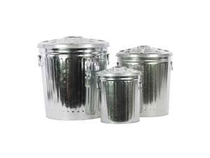 3-Pc Classic Garbage Storage Can Set in Zinc 3-Pc Classic Garbage Storage Can Set in Zinc