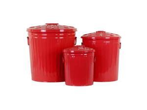 3-Pc Classic Garbage Storage Can Set in Red 3-Pc Classic Garbage Storage Can Set in Red