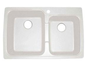 Offset Dual Mount Double Bowl Kitchen Sink in White Offset Dual Mount Double Bowl Kitchen Sink in White