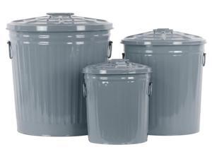 3-Pc Metal Round Storage with Classic Garbage in Gunmetal Gray 3-Pc Metal Round Storage with Classic Garbage in Gunmetal Gray