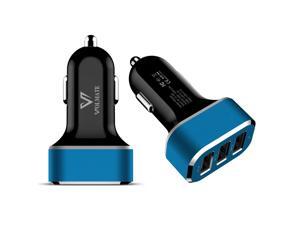 Volmate® 6.6A / 33W Portable Travel Charger Rapid 3 USB Ports Car Charger With Smart Sharing IC Apple MFI Certified (Black+Blue) Volmate® 6.6A / 33W Portable Travel Charger Rapid 3 USB Ports Car Charger With Smart Sharing IC Apple MFI Certified (Black+Blue)