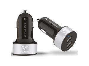 Volmate® Apple Certified - Lifetime Warranty - 4.8A / 24W Dual-Port USB Car Charger - Portable Travel Charger Rapid Car Charger Premium MFI Approved(Black+Sliver) Volmate® Apple Certified - Lifetime Warranty - 4.8A / 24W Dual-Port USB Car Charger - Portable Travel Charger Rapid Car Charger Premium MFI Approved(Black+Sliver)