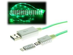 Green 1M 3.3Ft Illuminating LED Micro USB Cable + Micro USB Female to 8 Pin Lightning Male Adapter Data Sync Charge Cable for Apple iPhone 6 Plus iPad Air 2 Mini 3 Galaxy S6 Plus Portable Battery OEM Green 1M 3.3Ft Illuminating LED Micro USB Cable + Micro USB Female to 8 Pin Lightning Male Adapter Data Sync Charge Cable for Apple iPhone 6 Plus iPad Air 2 Mini 3 Galaxy S6 Plus Portable Battery OEM