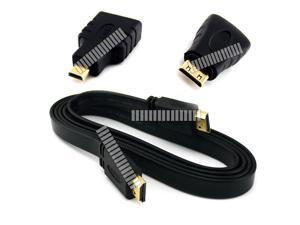 3in1 1.5M 5Ft Flat HDMI Male to Male Cable + Mini HDMI Adapter + Micro HDMI Adapter HDMI 1.4 3D Micro & Mini HDMI Male to HDMI Female Converter Connector DC Camera Tablet Cell Phone HTC Motorola OEM 3in1 1.5M 5Ft Flat HDMI Male to Male Cable + Mini HDMI Adapter + Micro HDMI Adapter HDMI 1.4 3D Micro & Mini HDMI Male to HDMI Female Converter Connector DC Camera Tablet Cell Phone HTC Motorola OEM