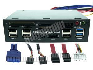 5.25” Front Panel Multi-Function Media Dashboard 6 USB2.0 2 USB3.0 SATA eSATA SD TF M2 MMC MS CF Card Reader 4 Pin Power Earphone Speaker Microphone Mic Sockets Motherboard Converter Adapter OEM 5.25” Front Panel Multi-Function Media Dashboard 6 USB2.0 2 USB3.0 SATA eSATA SD TF M2 MMC MS CF Card Reader 4 Pin Power Earphone Speaker Microphone Mic Sockets Motherboard Converter Adapter OEM