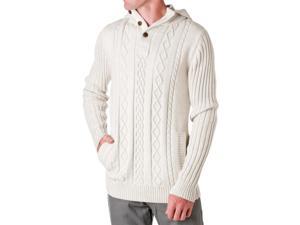 D-LUX Men's Cotton Cable-Knit Hooded Sweater, Natural, Size Small D-LUX Men's Cotton Cable-Knit Hooded Sweater, Natural, Size Small