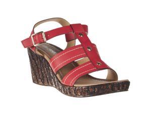 Pinky Womens Brody Faux Bark Platform Wedge Strappy Sandal, Red, Size 7.5 Pinky Womens Brody Faux Bark Platform Wedge Strappy Sandal, Red, Size 7.5