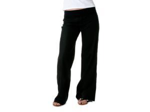 Love Tree Women's Fold-Over Waist Linen Pants, Black, Size Small Love Tree Women's Fold-Over Waist Linen Pants, Black, Size Small