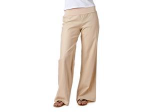 Love Tree Women's Fold-Over Waist Linen Pants, Taupe, Size Small Love Tree Women's Fold-Over Waist Linen Pants, Taupe, Size Small