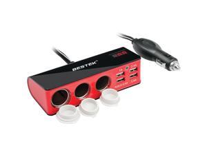 BESTEK MRS203BU 200-Watt Car Cigarette Lighter Adapter with Three 12-Volt & 4 USB Outlets BESTEK MRS203BU 200-Watt Car Cigarette Lighter Adapter with Three 12-Volt & 4 USB Outlets
