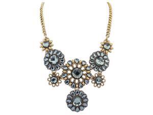 Womens Crystal Sun Flowers Charm Pendant Necklace Black Womens Crystal Sun Flowers Charm Pendant Necklace Black