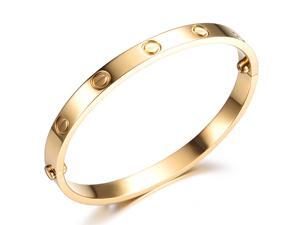 Plating Gold Stainless Steel Bangle With Screws Bracelet Fashion Girls Women Charming Jewelry Plating Gold Stainless Steel Bangle With Screws Bracelet Fashion Girls Women Charming Jewelry