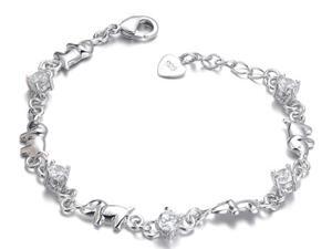 Plated White Gold Sterling Silver 925 Bracelet Women Dog CZ Crystal Bangle Fashion Girl Hand Chain Charms Jewelry Plated White Gold Sterling Silver 925 Bracelet Women Dog CZ Crystal Bangle Fashion Girl Hand Chain Charms Jewelry