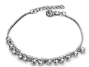 Plated White Gold Sterling Silver 925 Bracelet Women Beads Bangle Fashion Girl Hand Chain Charms Jewelry Plated White Gold Sterling Silver 925 Bracelet Women Beads Bangle Fashion Girl Hand Chain Charms Jewelry