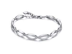 Plated White Gold Sterling Silver 925 Bracelet Women CZ Crystal Fashion Girl Hand Chain Charms Jewelry Plated White Gold Sterling Silver 925 Bracelet Women CZ Crystal Fashion Girl Hand Chain Charms Jewelry
