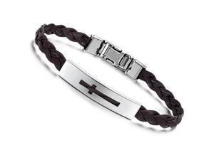 Silver Bracelet Stainless Steel Bangle Brown Leather Girdle Fashion Girl Hand Chain Charms Jewelry Women Silver Bracelet Stainless Steel Bangle Brown Leather Girdle Fashion Girl Hand Chain Charms Jewelry Women