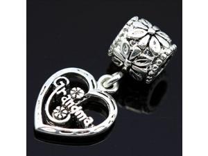 Grandma Heart Pendant Flower 925 Sterling Silver European Charm Bead for Pandora Bracelet Necklace Chain Grandma Heart Pendant Flower 925 Sterling Silver European Charm Bead for Pandora Bracelet Necklace Chain