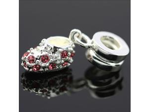 Pink Crystal Shoes 925 Sterling Silver European Charm Bead for Pandora Bracelet Necklace Chain Pink Crystal Shoes 925 Sterling Silver European Charm Bead for Pandora Bracelet Necklace Chain