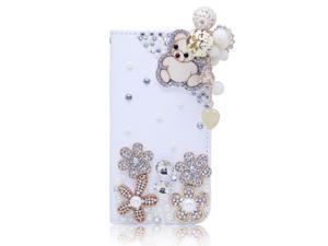 Wood Bear Pearl Pendant Rhinestone Flower PU Leather Wallet Case For Sumsung Galaxy Not 2 N7100 Wood Bear Pearl Pendant Rhinestone Flower PU Leather Wallet Case For Sumsung Galaxy Not 2 N7100