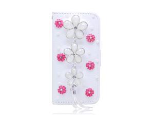 Rhinestone 3 Flower Chain Pearl PU Leather Wallet Case Cover For Sunmsung Not 2 N7100 Rhinestone 3 Flower Chain Pearl PU Leather Wallet Case Cover For Sunmsung Not 2 N7100