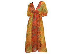 La Leela Animal Skin Printed Chiffon Sleepwear Long Tube Kaftan Caftan Orange La Leela Animal Skin Printed Chiffon Sleepwear Long Tube Kaftan Caftan Orange