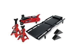 6pc Garage Set Floor Jack, Jack Stands, Creeper, Wheel Chocks - 640816 6pc Garage Set Floor Jack, Jack Stands, Creeper, Wheel Chocks - 640816