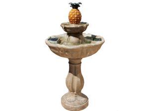 Haddonfield Two-Tier Solar Fountain - Tuscan Stone Haddonfield Two-Tier Solar Fountain - Tuscan Stone