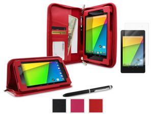 roocase Google Nexus 7 2013 Bundle - Executive Portfolio Leather Case Cover (Supports Auto Sleep/Wake) with Ultra HD Clear Screen Protector for Nexus 7 FHD 2nd Gen, Red roocase Google Nexus 7 2013 Bundle - Executive Portfolio Leather Case Cover (Supports Auto Sleep/Wake) with Ultra HD Clear Screen Protector for Nexus 7 FHD 2nd Gen, Red
