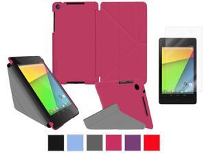 roocase Google Nexus 7 2013 Case Bundle - Slim Shell Origami Folio Stand Smart Cover (Supports Auto Sleep/Wake) with Ultra HD Clear Screen Protector for Nexus 7 FHD 2nd Gen, Magenta roocase Google Nexus 7 2013 Case Bundle - Slim Shell Origami Folio Stand Smart Cover (Supports Auto Sleep/Wake) with Ultra HD Clear Screen Protector for Nexus 7 FHD 2nd Gen, Magenta