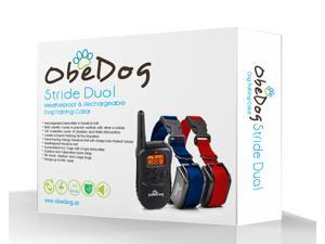 ObeDog 330 Yards Stride Dual Rechargeable & Weatherproof Dog Training Collar with Amber LCD Remote - Vibration / Static Shock / Tone Training Simulations for All Dogs ObeDog 330 Yards Stride Dual Rechargeable & Weatherproof Dog Training Collar with Amber LCD Remote - Vibration / Static Shock / Tone Training Simulations for All Dogs
