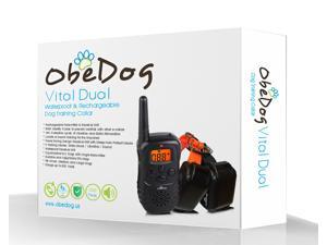 ObeDog 330 Yards Vital Dual Rechargeable & Full Waterproof Dog Training Collar with Amber LCD Remote - Vibration / Static Shock / Tone / Locate Training Stimulation for All Dogs ObeDog 330 Yards Vital Dual Rechargeable & Full Waterproof Dog Training Collar with Amber LCD Remote - Vibration / Static Shock / Tone / Locate Training Stimulation for All Dogs