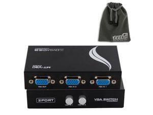 EEEKit for LCD PC TV Monitor Video, 2 In 1 Out VGA HD 15 Pin Sharing Switch Selector Splitter Box + EEEKit Protective Storage Pouch EEEKit for LCD PC TV Monitor Video, 2 In 1 Out VGA HD 15 Pin Sharing Switch Selector Splitter Box + EEEKit Protective Storage Pouch