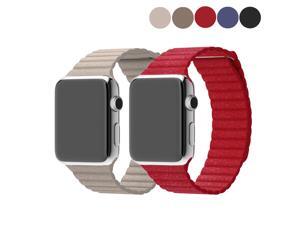 2 Packs Genuine Leather Band for Apple Watch 38mm, EEEKit Replacement Leather Loop Watch strap with Magnetic Buckle for Apple Watch iWatch / Edition / Sport 2 Packs Genuine Leather Band for Apple Watch 38mm, EEEKit Replacement Leather Loop Watch strap with Magnetic Buckle for Apple Watch iWatch / Edition / Sport