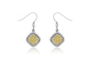 Fashion Jewelry Silver Drop Earrings with Gold Druzy Crystals Square Set - Incl. ClassicDiamondHouse Gift Box & Cleaning Cloth Fashion Jewelry Silver Drop Earrings with Gold Druzy Crystals Square Set - Incl. ClassicDiamondHouse Gift Box & Cleaning Cloth