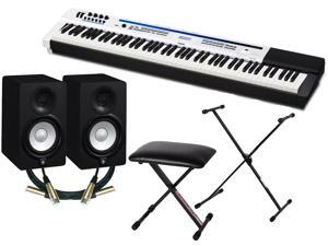 Casio Privia PX-5S Digital Stage Piano Bundle with 2 Yamaha HS5 Studio Monitors, 2 Conquest Sound 10-foot XLR Cables, Stageline X-Style Stand, Padded Bench and Zorro Sounds Polishing Cloth Casio Privia PX-5S Digital Stage Piano Bundle with 2 Yamaha HS5 Studio Monitors, 2 Conquest Sound 10-foot XLR Cables, Stageline X-Style Stand, Padded Bench and Zorro Sounds Polishing Cloth