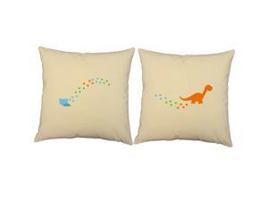 Dino Hatchling Trail Throw Pillow Covers 14x14 Natural Shams Dino Hatchling Trail Throw Pillow Covers 14x14 Natural Shams
