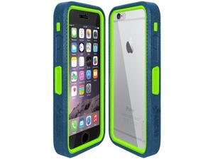 Amzer Blue on Green Embedded Tempered Glass Rugged Case With Holster for Silver/Gold Apple iPhone 6 Plus / 6S Plus Amzer Blue on Green Embedded Tempered Glass Rugged Case With Holster for Silver/Gold Apple iPhone 6 Plus / 6S Plus
