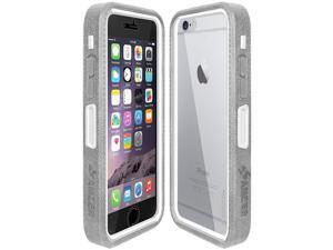 Amzer Grey on White Embedded Tempered Glass Rugged Case With Holster for Silver/Gold Apple iPhone 6 Plus / 6S Plus Amzer Grey on White Embedded Tempered Glass Rugged Case With Holster for Silver/Gold Apple iPhone 6 Plus / 6S Plus