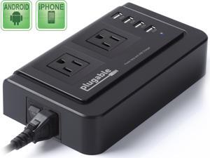 Plugable Power 2015 Dual AC Outlet Desktop Power Strip with Built-in 4-Port 34W USB Smart Charger for Android, Apple iOS, and Windows Mobile Devices Plugable Power 2015 Dual AC Outlet Desktop Power Strip with Built-in 4-Port 34W USB Smart Charger for Android, Apple iOS, and Windows Mobile Devices