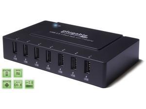 Plugable USB 2.0 7-Port High Speed Charging Hub with 60W Power Adapter and BC 1.2 Charging Support for Android, Apple iOS, and Windows Mobile Devices Plugable USB 2.0 7-Port High Speed Charging Hub with 60W Power Adapter and BC 1.2 Charging Support for Android, Apple iOS, and Windows Mobile Devices